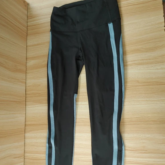 Lululemon Zip The Line Crop 23 Adult Womens 4 Black Utility Blue Tight Yoga Pant - Picture 1 of 11